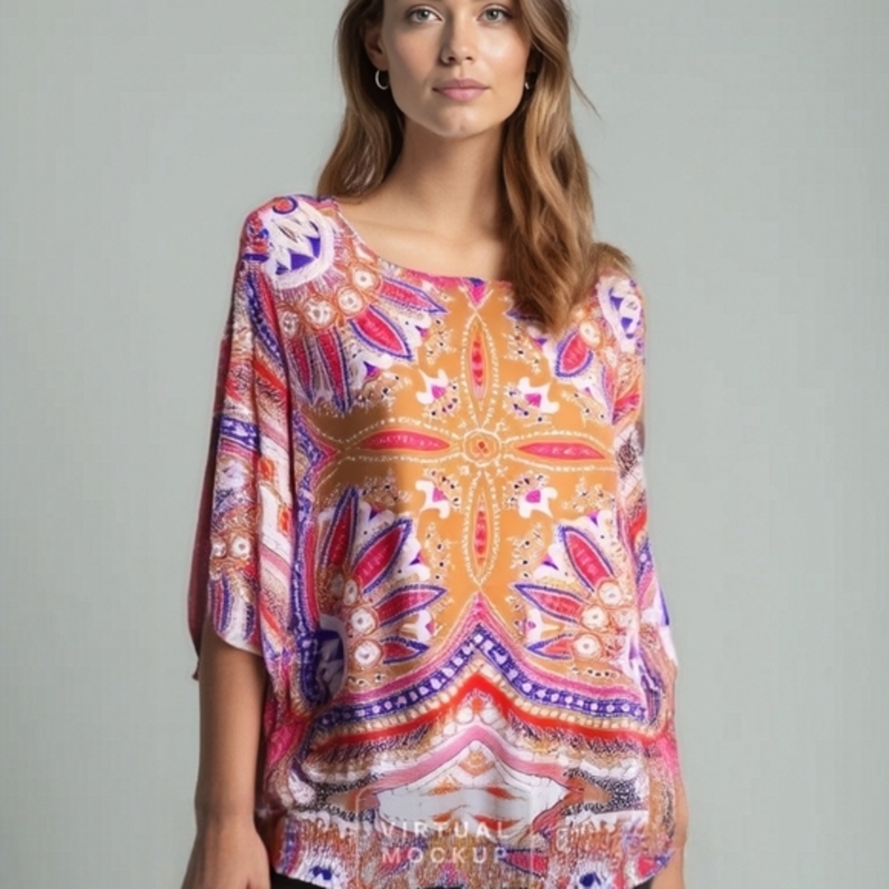 NEW YORK & COMPANY PAISLEY BLOUSE SZ XL